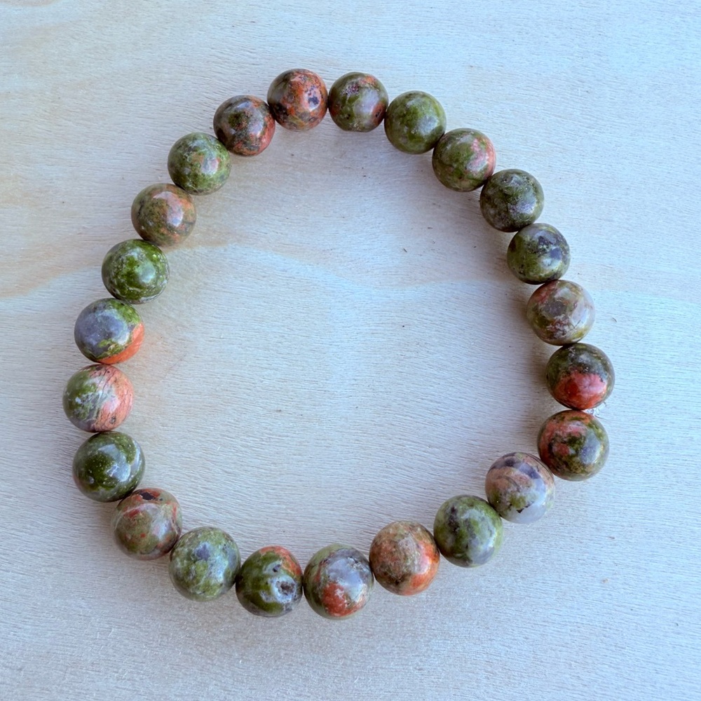 SOLD**Unakite Stone Beaded Bracelet